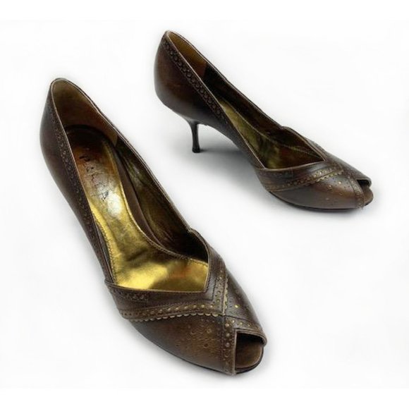 Vintage Prada Leather Peep Toe Heels 38.5   8 - Picture 1 of 13